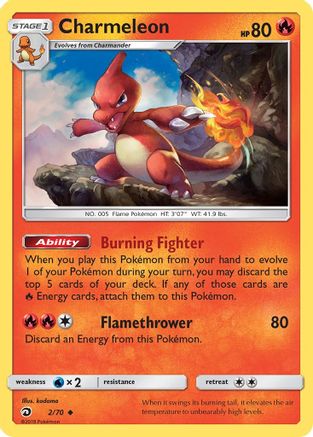 Charmeleon (2/70) Reverse Holofoil [SM: Dragon Majesty] Pokemon Single Pokémon