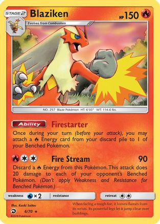 Blaziken (6/70) - [SM: Dragon Majesty] Reverse Holofoil Pokemon Single Pokémon
