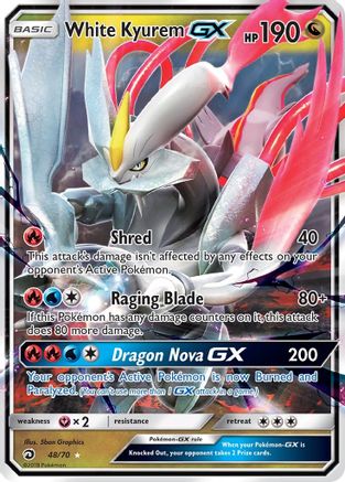 White Kyurem GX (/70) Holofoil [SM: Dragon Majesty] Pokemon Single Pokémon