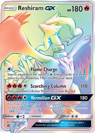 Reshiram GX (Secret) (/70) Holofoil [SM: Dragon Majesty] Pokemon Single Pokémon