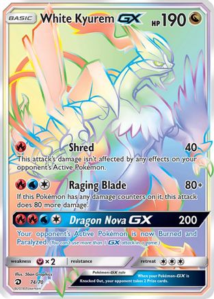 White Kyurem GX (Secret) (/70) Holofoil [SM: Dragon Majesty] Pokemon Single Pokémon