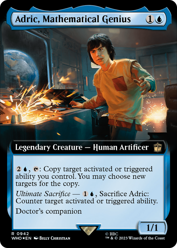Adric, Mathematical Genius (Surge Foil) (WHO-942) [Doctor Who] (Extended Art) Foil MTG Single Wizards of the Coast