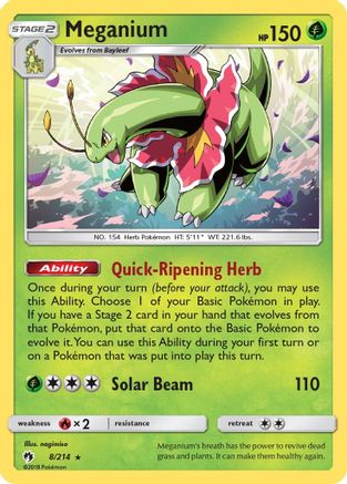 Meganium (8/214) Reverse Holofoil [SM: Lost Thunder] Pokemon Single Pokémon