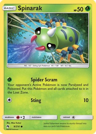 Spinarak (/214) Reverse Holofoil [SM: Lost Thunder] Pokemon Single Pokémon