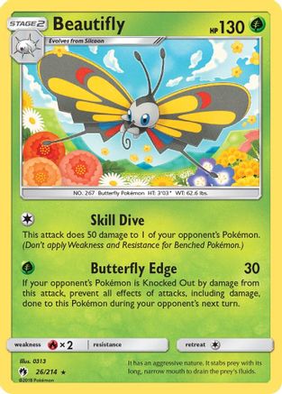 Beautifly (/214) Reverse Holofoil [SM: Lost Thunder] Pokemon Single Pokémon