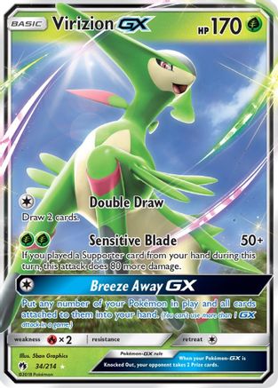Virizion GX (34/214) Holofoil [SM: Lost Thunder] Pokemon Single Pokémon