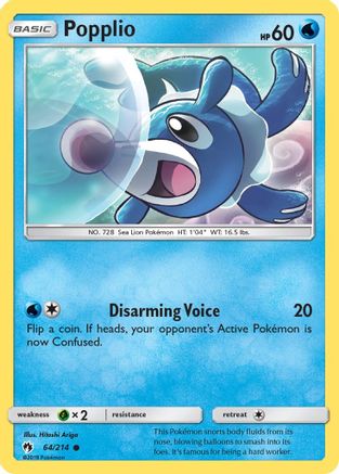 Popplio (64/214) Reverse Holofoil [SM: Lost Thunder] Pokemon Single Pokémon