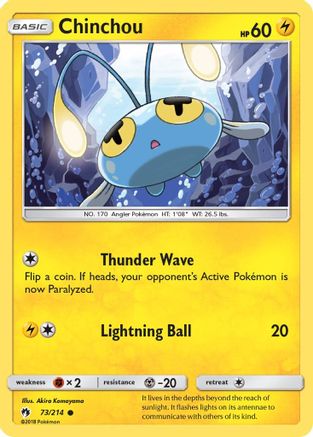 Chinchou (/214) Reverse Holofoil [SM: Lost Thunder] Pokemon Single Pokémon