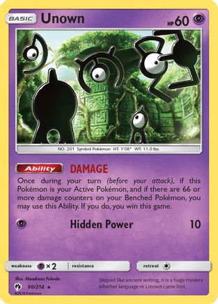Unown (90/214) Reverse Holofoil [SM: Lost Thunder] Pokemon Single Pokémon