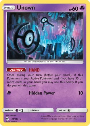 Unown (91/214) Reverse Holofoil [SM: Lost Thunder] Pokemon Single Pokémon
