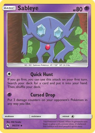 Sableye (96/214) Reverse Holofoil [SM: Lost Thunder] Pokemon Single Pokémon