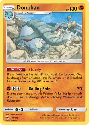 Donphan (112/214) - [SM: Lost Thunder] Reverse Holofoil Pokemon Single Pokémon