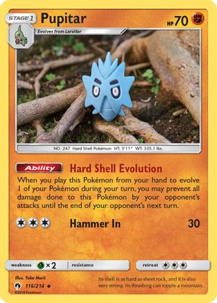 Pupitar (116/214) Reverse Holofoil [SM: Lost Thunder] Pokemon Single Pokémon