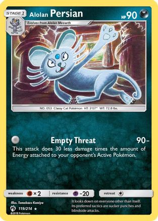 Alolan Persian (119/214) Reverse Holofoil [SM: Lost Thunder] Pokemon Single Pokémon