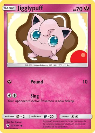 Jigglypuff (133/214) Reverse Holofoil [SM: Lost Thunder] Pokemon Single Pokémon