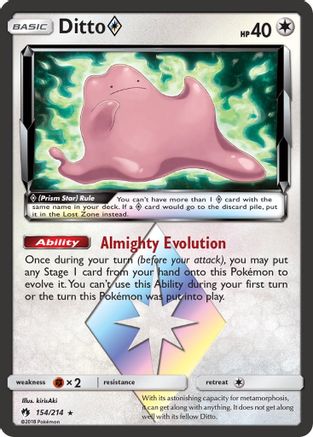 Ditto Prism Star (154/214) Holofoil [SM: Lost Thunder] Pokemon Single Pokémon