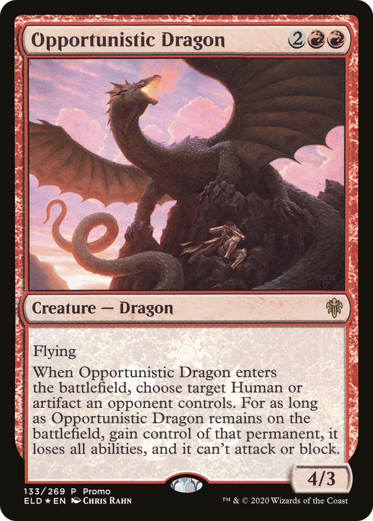 Opportunistic Dragon (MEDIA-133) [Throne of Eldraine Promos] Foil MTG Single Wizards of the Coast