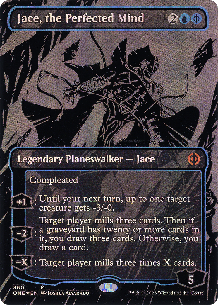 Jace, the Perfected Mind (Oil Slick Raised Foil) (ONE-360) [Phyrexia: All Will Be One] (Borderless) Foil MTG Single Wizards of the Coast