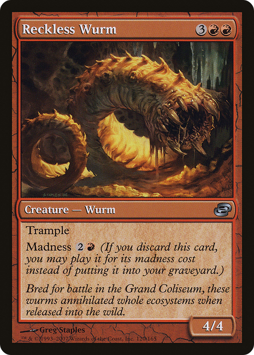 Reckless Wurm (PLC-120) [Planar Chaos] (colorshifted) Foil MTG Single Planar Chaos