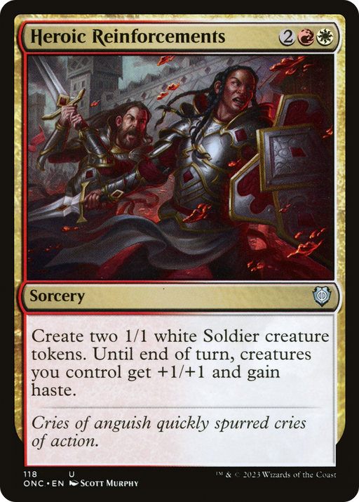 Heroic Reinforcements (ONC-118) [Phyrexia: All Will Be One Commander] MTG Single Wizards of the Coast