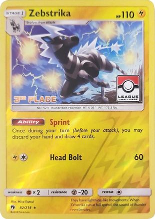 Zebstrika 82/214 (League Challenge) [3rd Place] () Reverse Holofoil [Promos: League & Championship Cards] Pokemon Single Pokémon