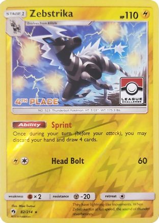 Zebstrika 82/214 (League Challenge) [4th Place] () Reverse Holofoil [Promos: League & Championship Cards] Pokemon Single Pokémon