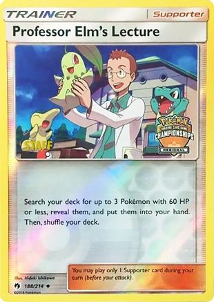 Professor Elm's Lecture - 188/214 (Regional Championships) [Staff] () Reverse Holofoil [League & Championship Cards] Pokemon Single Pokémon