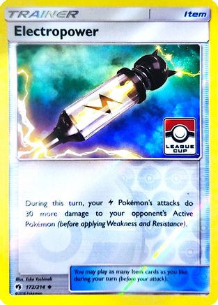 Electropower - 172/214 (League Cup) () Reverse Holofoil [Promos: League & Championship Cards] Pokemon Single Pokémon