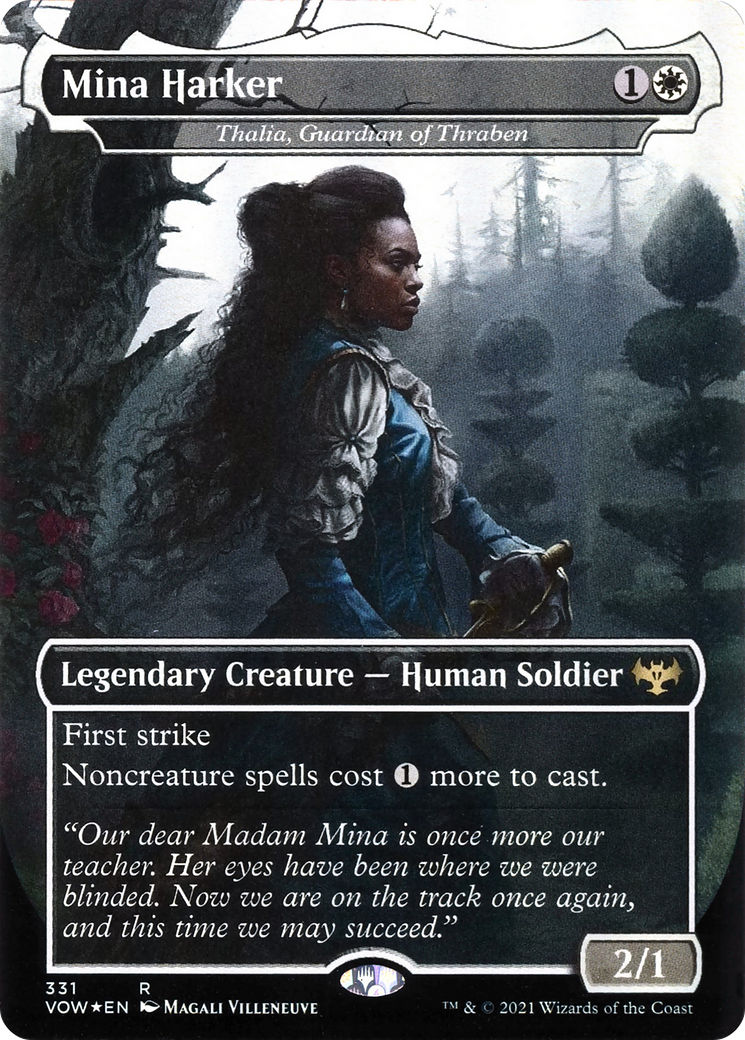 Mina Harker - Thalia, Guardian of Thraben (VOW-331) [Innistrad: Crimson Vow] (Borderless) Foil MTG Single Wizards of the Coast