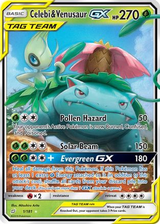 Celebi & Venusaur GX (1/181) Holofoil [SM: Team Up] Pokemon Single Pokémon