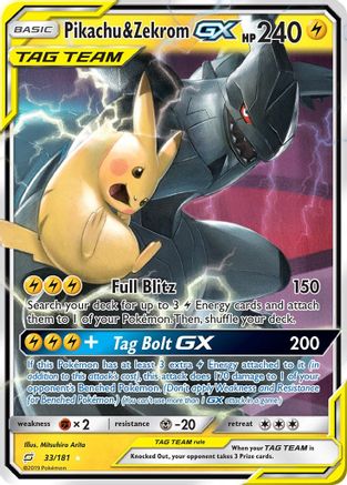 Pikachu & Zekrom GX (33/181) Holofoil [SM: Team Up] Pokemon Single Pokémon