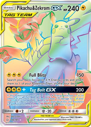 Pikachu & Zekrom GX (Secret) (/181) Holofoil [SM: Team Up] Pokemon Single Pokémon
