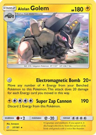 Alolan Golem (37/181) - [SM: Team Up] Reverse Holofoil Pokemon Single Pokémon