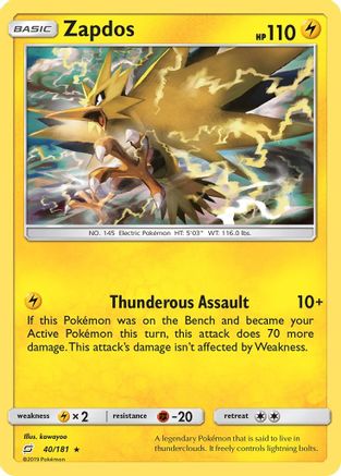 Zapdos (40/181) Holofoil [SM: Team Up] Pokemon Single Pokémon