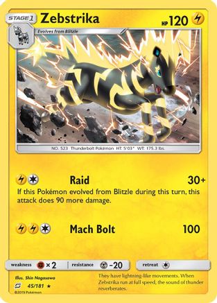 Zebstrika (/181) Reverse Holofoil [SM: Team Up] Pokemon Single Pokémon