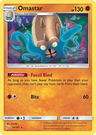 Omastar (/181) Holofoil [SM: Team Up] Pokemon Single Pokémon