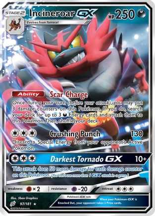 Incineroar GX (97/181) Holofoil [SM: Team Up] Pokemon Single Pokémon