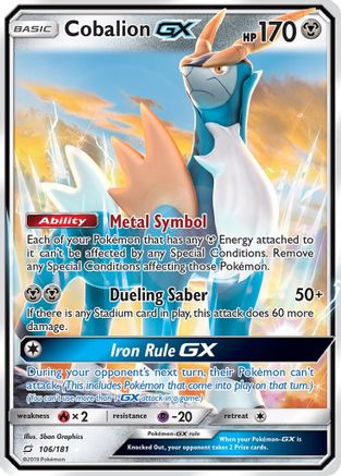 Cobalion GX (106/181) Holofoil [SM: Team Up] Pokemon Single Pokémon