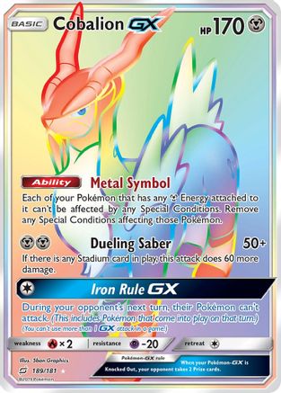 Cobalion GX (Secret) (/181) Holofoil [SM: Team Up] Pokemon Single Pokémon