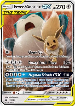 Eevee & Snorlax GX (120/181) Holofoil [SM: Team Up] Pokemon Single Pokémon