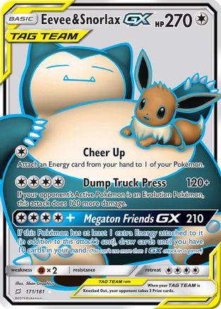Eevee & Snorlax GX (Full Art) (/181) Holofoil [SM: Team Up] Pokemon Single Pokémon