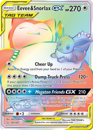 Eevee & Snorlax GX (Secret) (/181) Holofoil [SM: Team Up] Pokemon Single Pokémon
