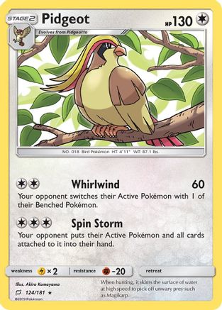 Pidgeot (124/181) Reverse Holofoil [SM: Team Up] Pokemon Single Pokémon