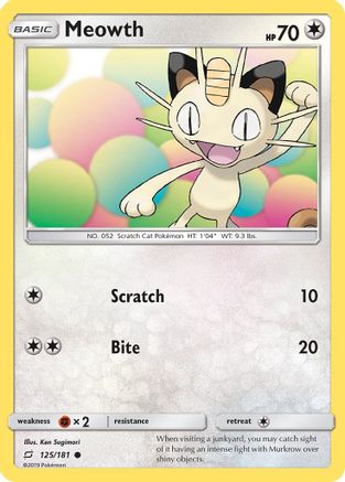 Meowth (125/181) Reverse Holofoil [SM: Team Up] Pokemon Single Pokémon