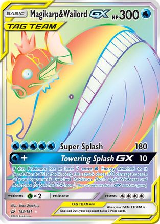 Magikarp & Wailord GX (Secret) 183/181 Holofoil [SM: Team Up] Pokemon Single Pokémon