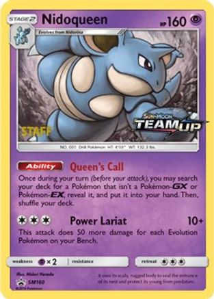Nidoqueen - SM160 (Prerelease) [Staff] () Holofoil [SM: Black Star Promos] Pokemon Single Pokémon