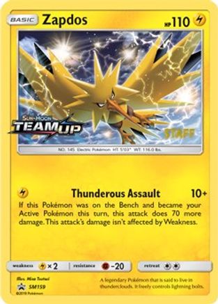 Zapdos - SM159 (Prerelease) [Staff] () Holofoil [SM: Black Star Promos] Pokemon Single Pokémon