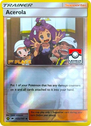 Acerola - 112a/147 (League Challenge) [1st Place] (112a/147) - [Promos: League & Championship Cards] Reverse Holofoil Pokemon Single Pokémon