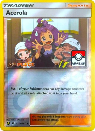 Acerola - 112a/147 (League Challenge) [4th Place] (112a) - [Promos: League & Championship Cards] Reverse Holofoil Pokemon Single Pokémon