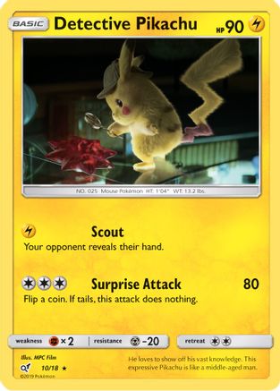 Detective Pikachu (10/18) Holofoil [SM: Detective Pikachu] Pokemon Single Pokémon